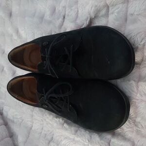 Hartjes XS Black Suede Leather Lace Up 1.5 Inch Block Heel Oxford Loafers 7.5